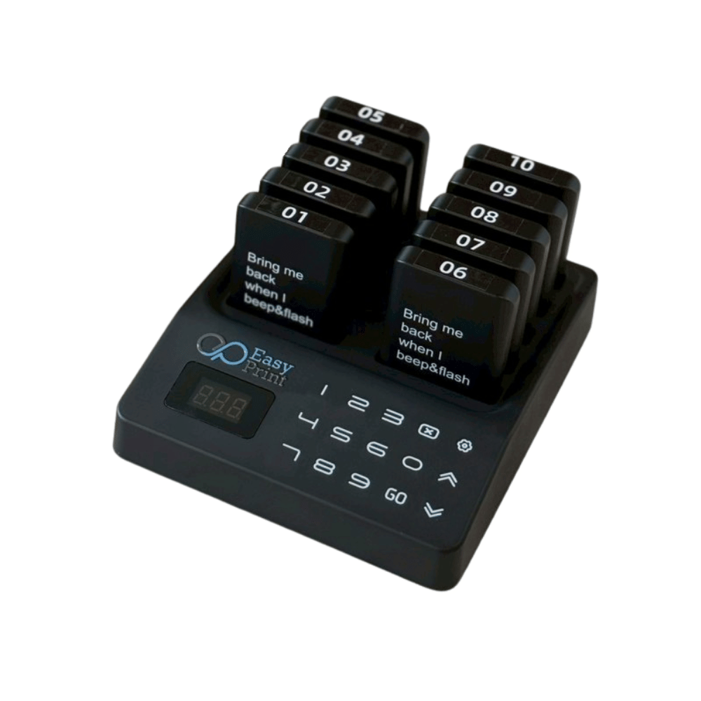 เครื่องเรียกคิวไร้สาย EASYPRINT QS-100 จำนวน 10 เพจเจอร์ สีดำ